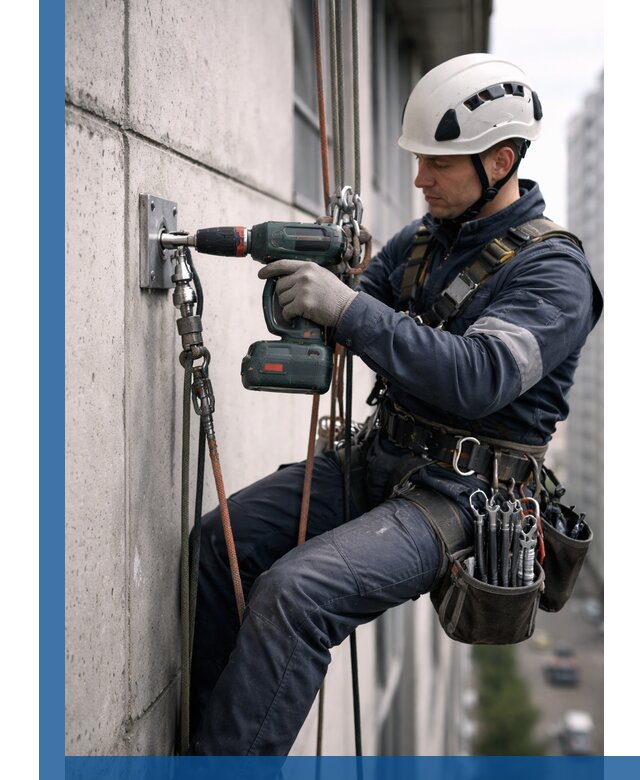 Установка анкерных точек для высотных работ в Солнечногорске