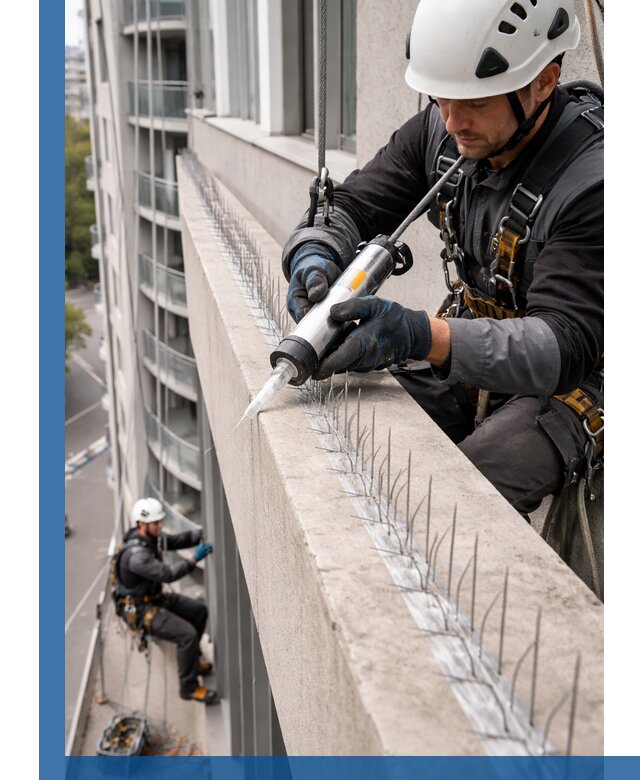 Установка шипов от птиц на фасадах и кровлях в Солнечногорске